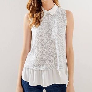 NWOT LOFT leopard layered mixed media knit top